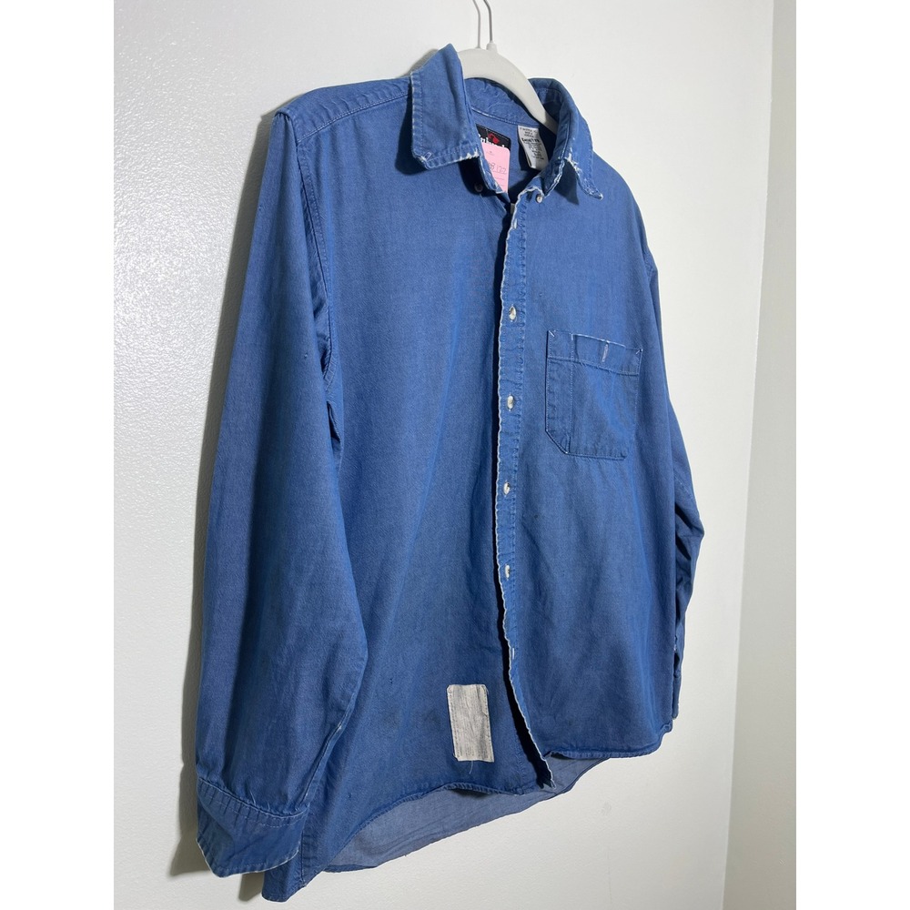 Bulwark Excel FR Blue Flame Resistant Work Shirt Mens Small Distressed Utility - Picture 2 of 7